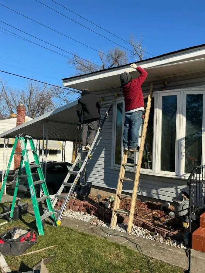 Restoration crew performing exterior repair in North Plainfield